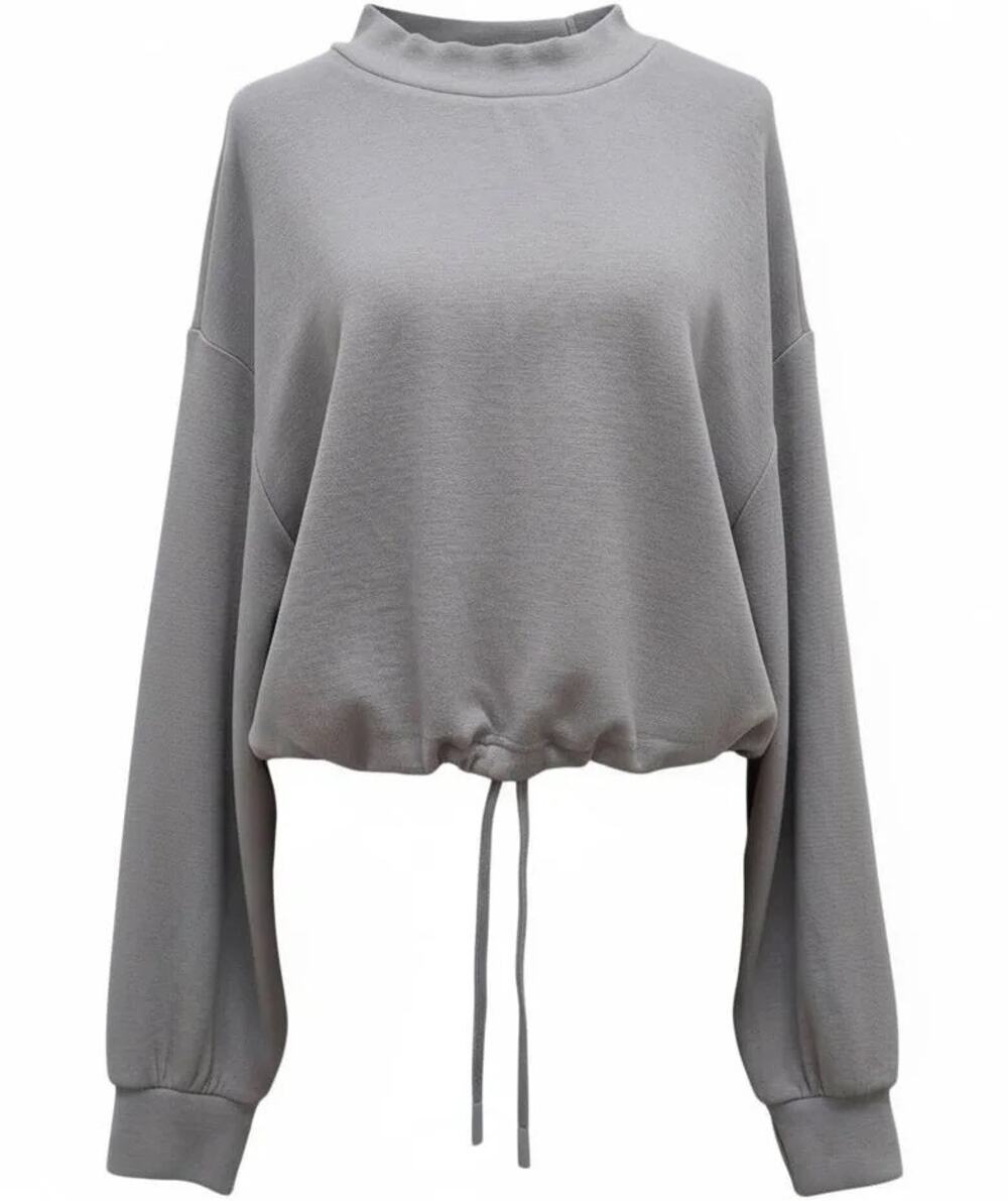 VARLEY Dunn Long-Sleeve Cinch Cropped Top Heather Gray Size Small